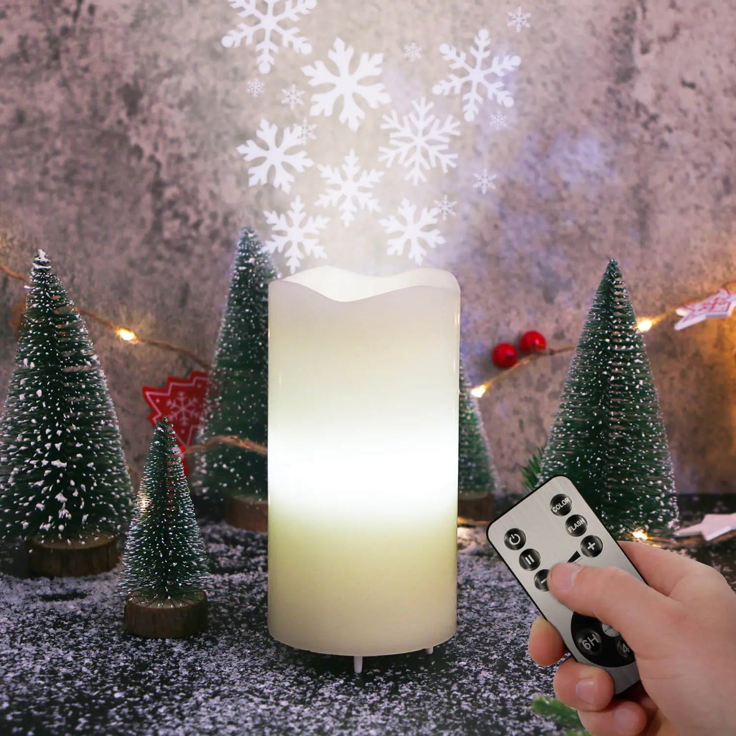 Snow Candle Storm Projector Kswing