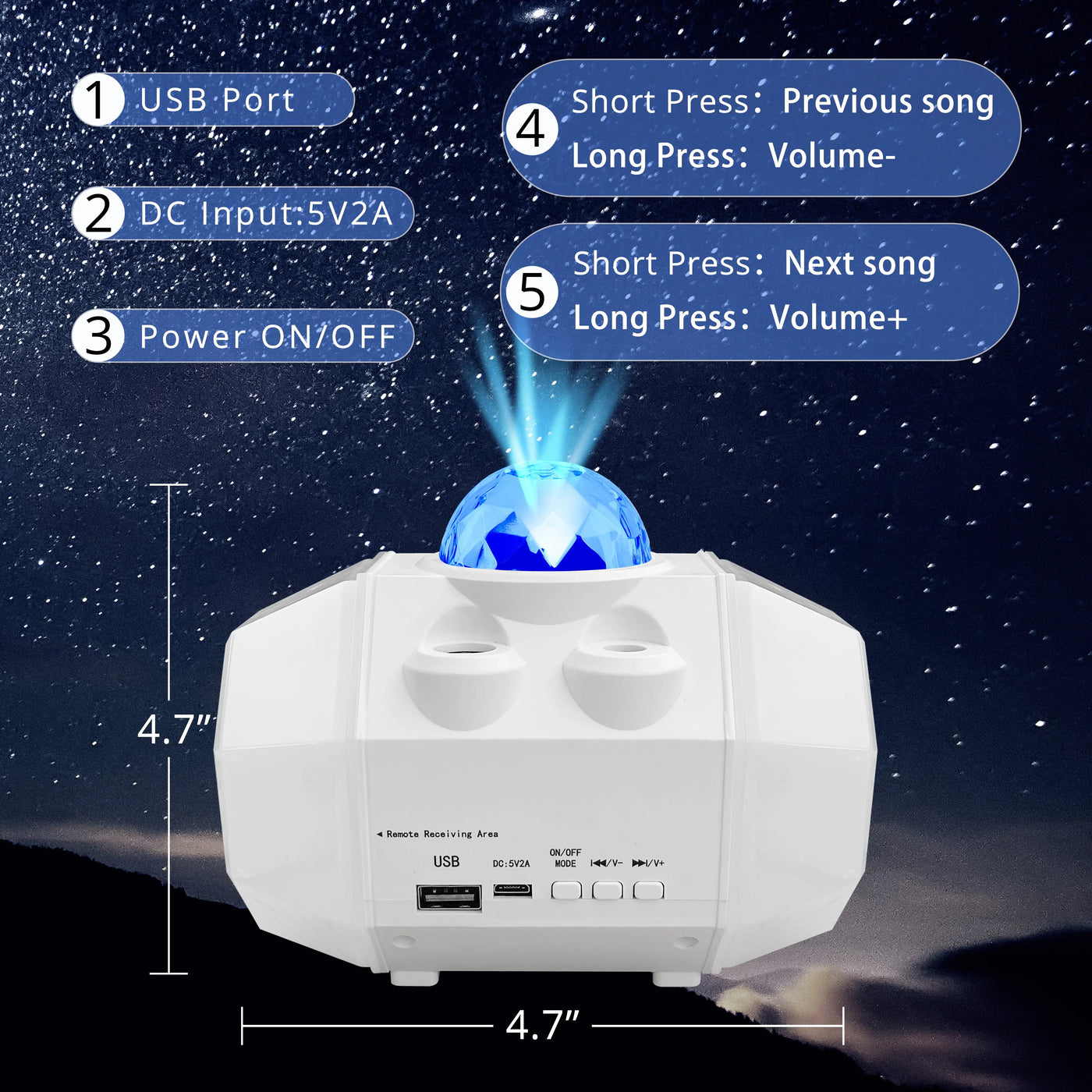 Starry Projector, White Kswing#style_drum