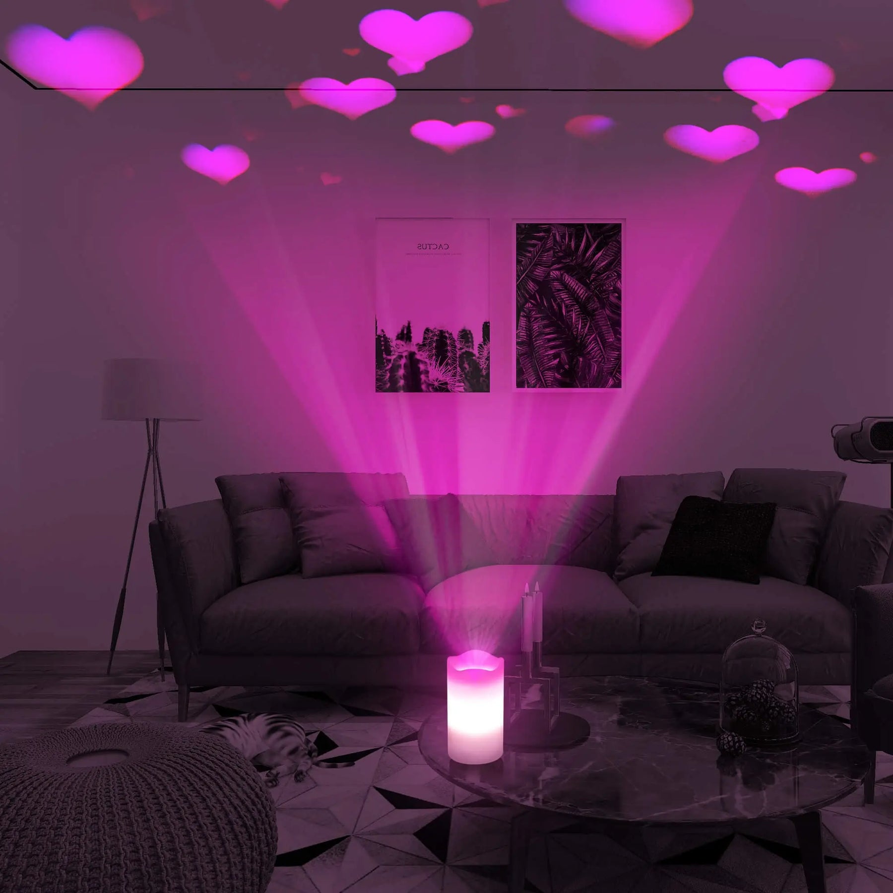 Pink Candle Projector | Rotating Night Light | Kswing